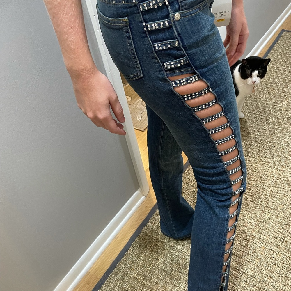 Low Rise Studded Denim